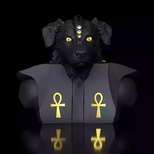 Dog Aussie Border-Anubis Bust  3D Model Friendly