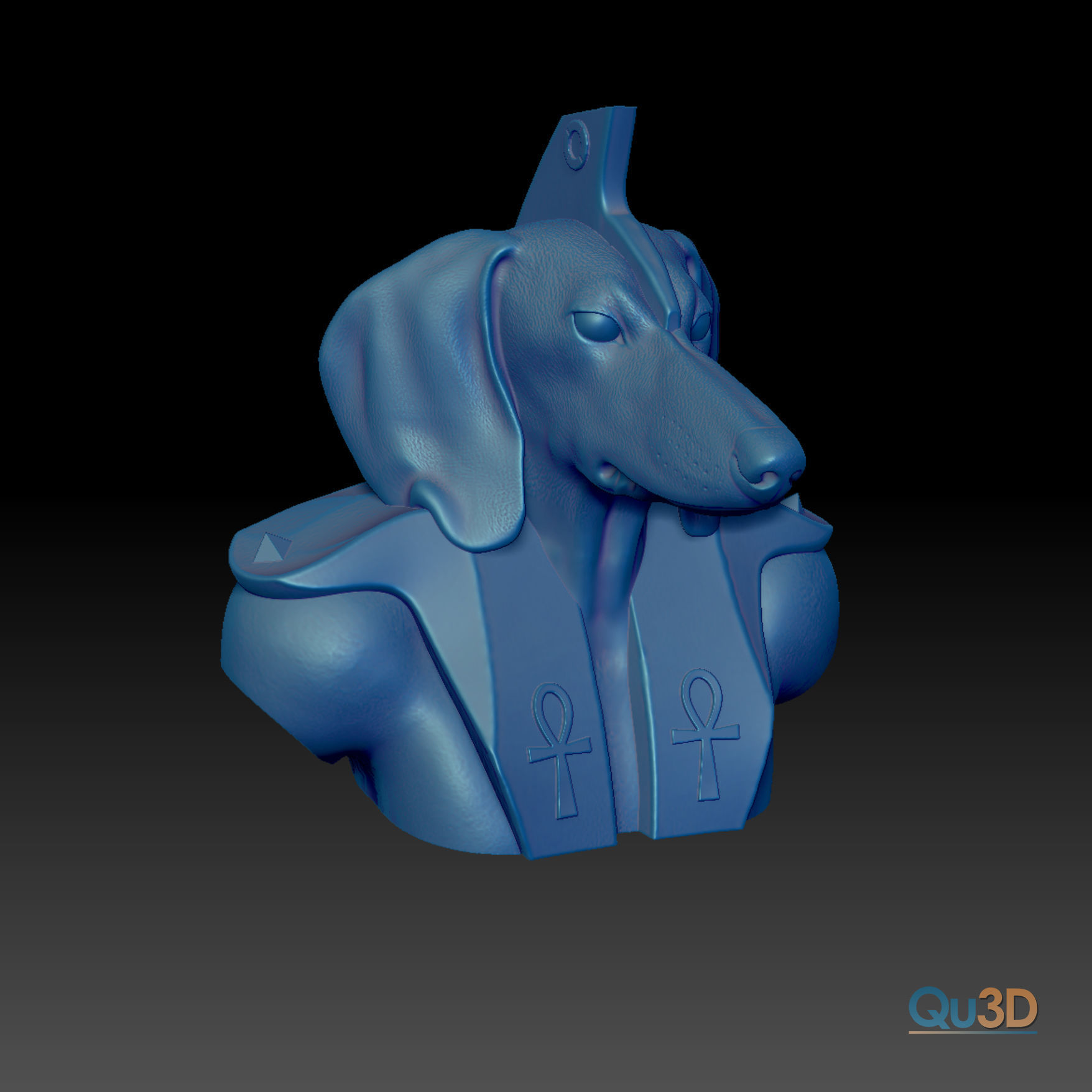 Dog Dachshund-Anubis Bust 3D print model_7