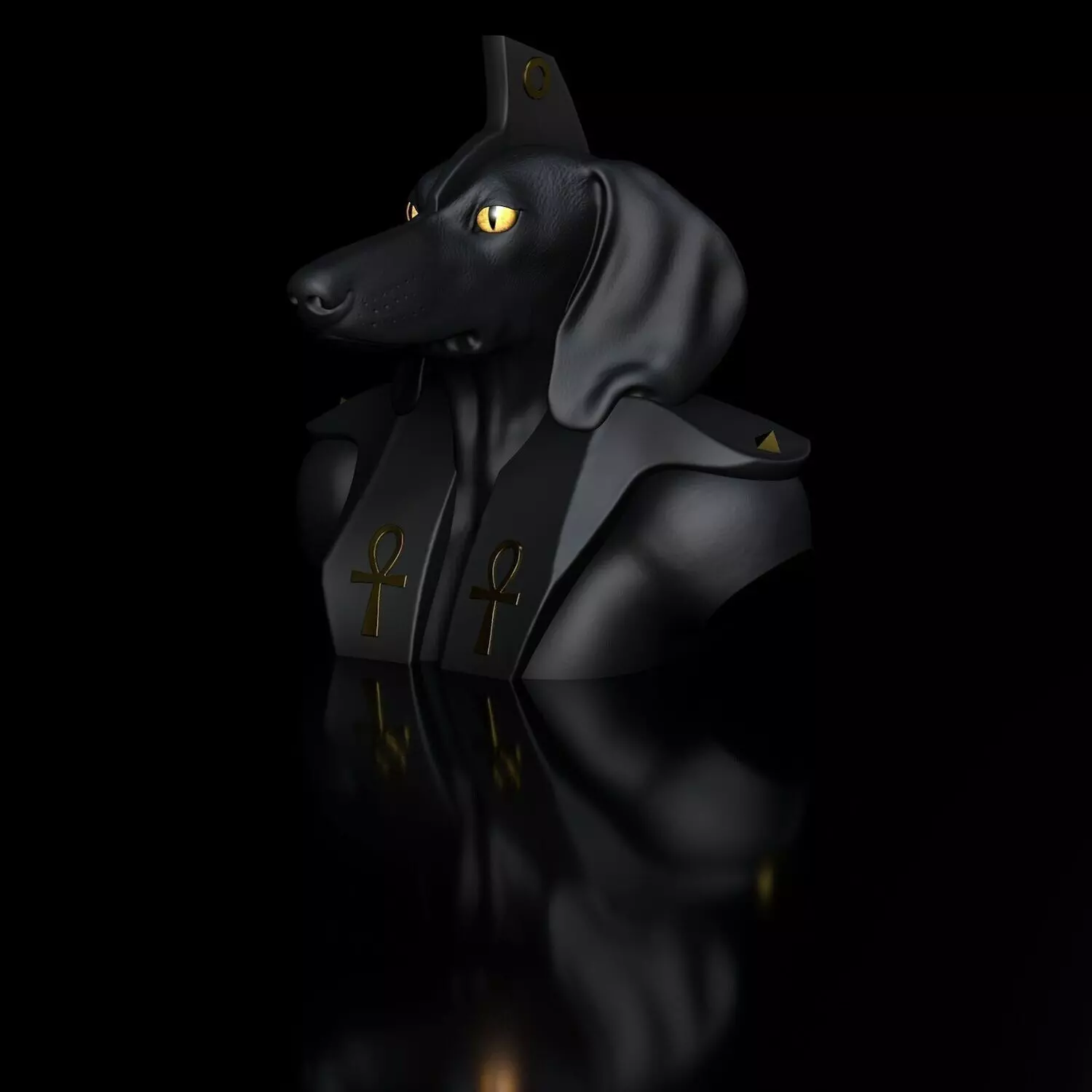 Dog Dachshund-Anubis Bust 3D print model_0