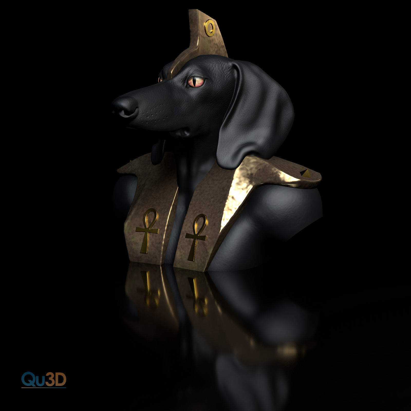Dog Dachshund-Anubis Bust 3D print model_5
