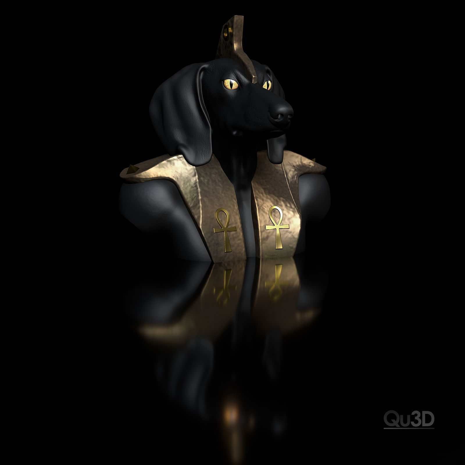 Dog Dachshund-Anubis Bust 3D print model_6