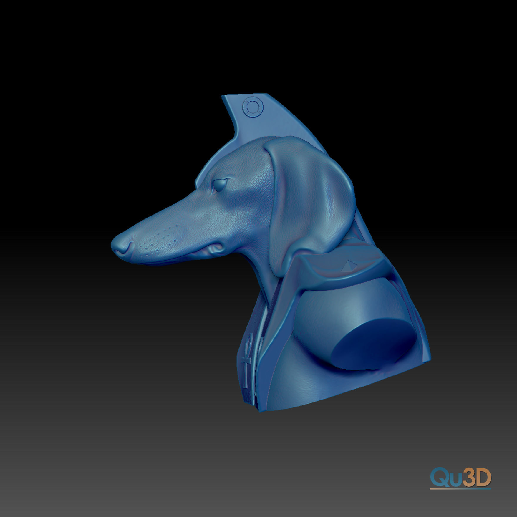 Dog Dachshund-Anubis Bust 3D print model_10