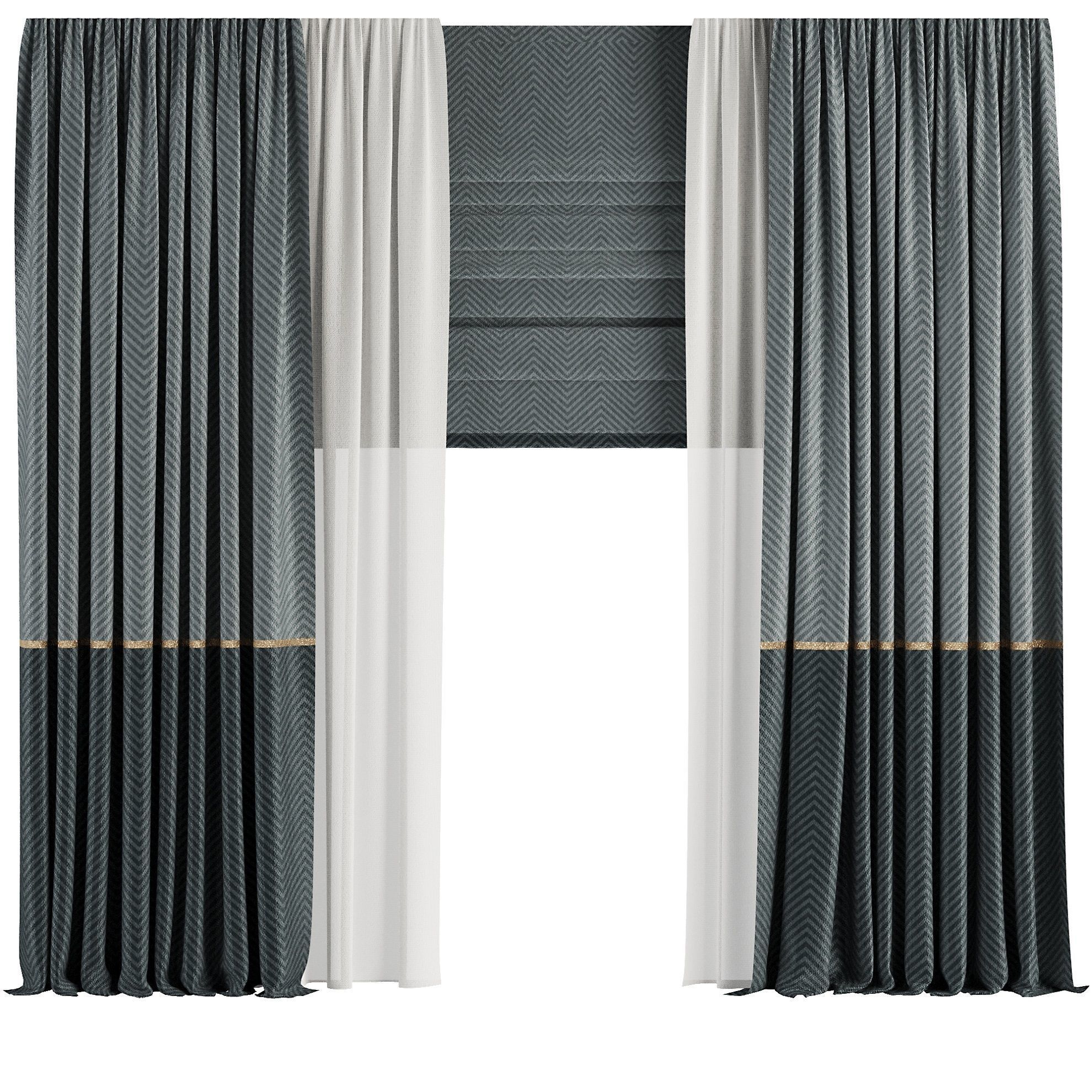 Curtain Set M25 3D model_2