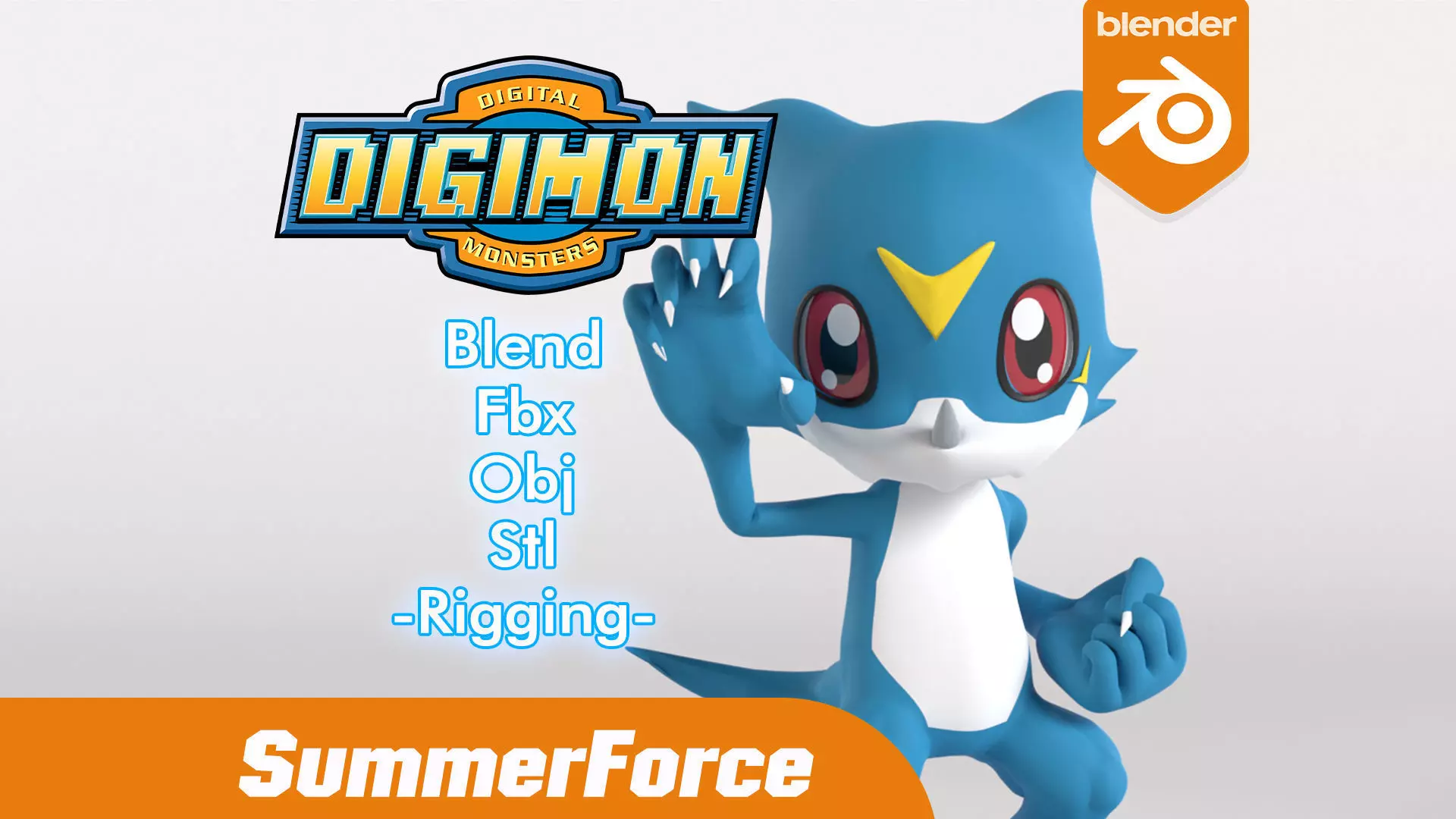 Veemon - Digimon Low-poly 3D model_0