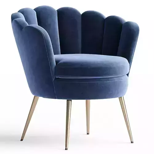 Easy chair Perla Green Velvet 3D model