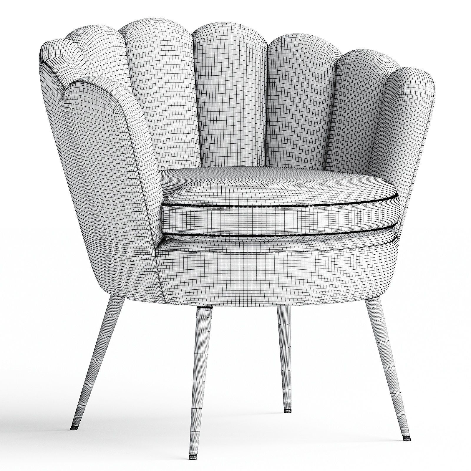 Easy chair Perla Green Velvet 3D model_3