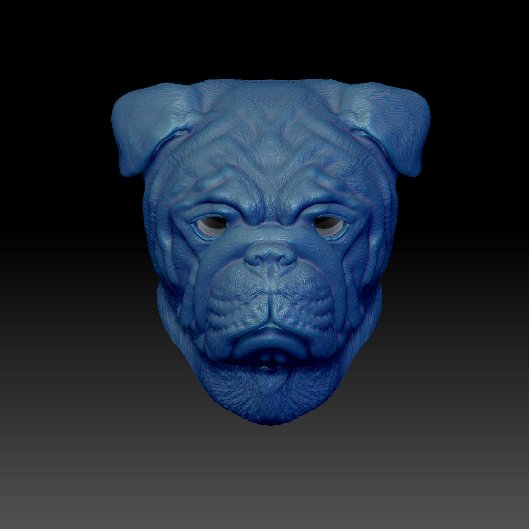 English Bulldog Head Portrait -3D Print Model High-Polygon 3D print model_2
