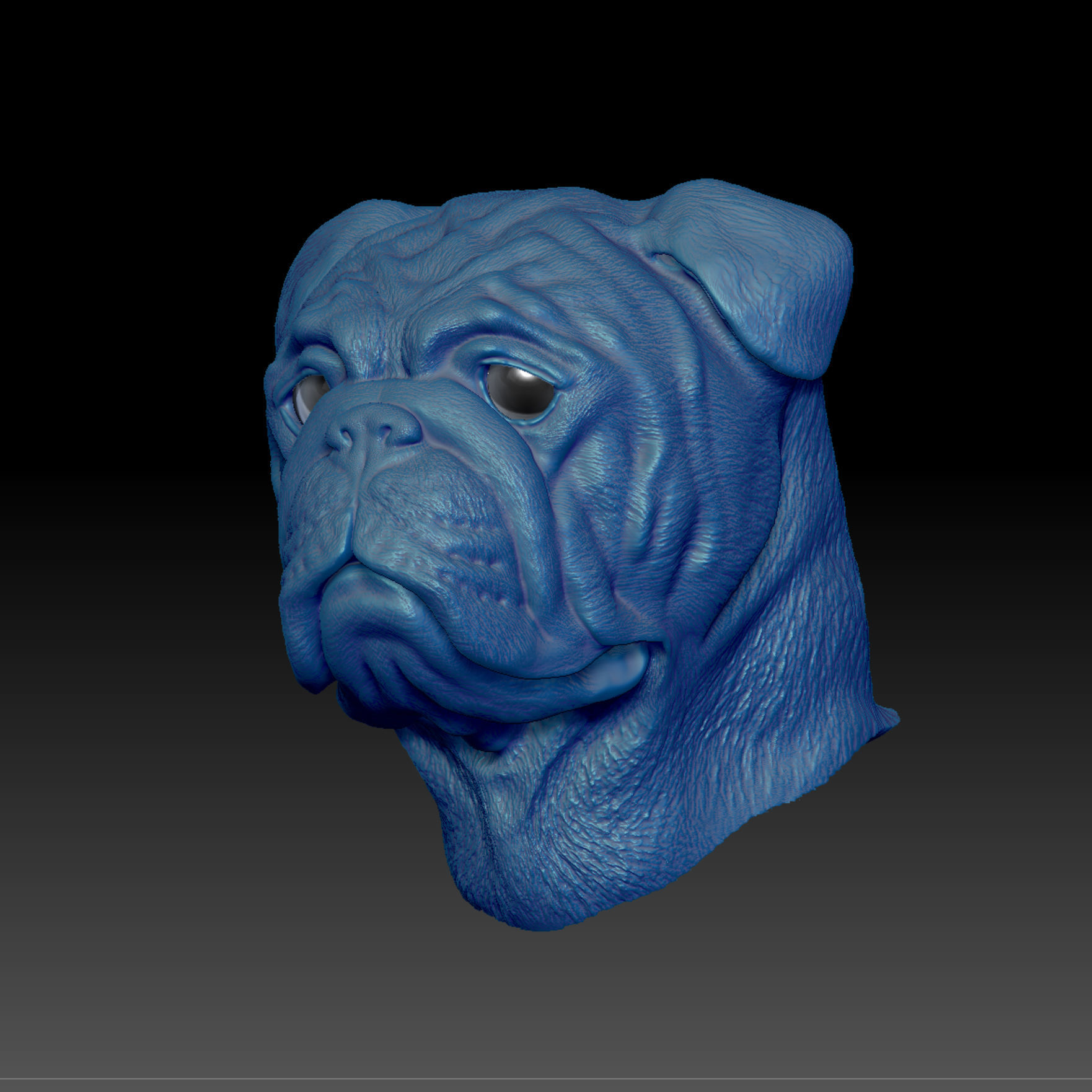 English Bulldog Head Portrait -3D Print Model High-Polygon 3D print model_10