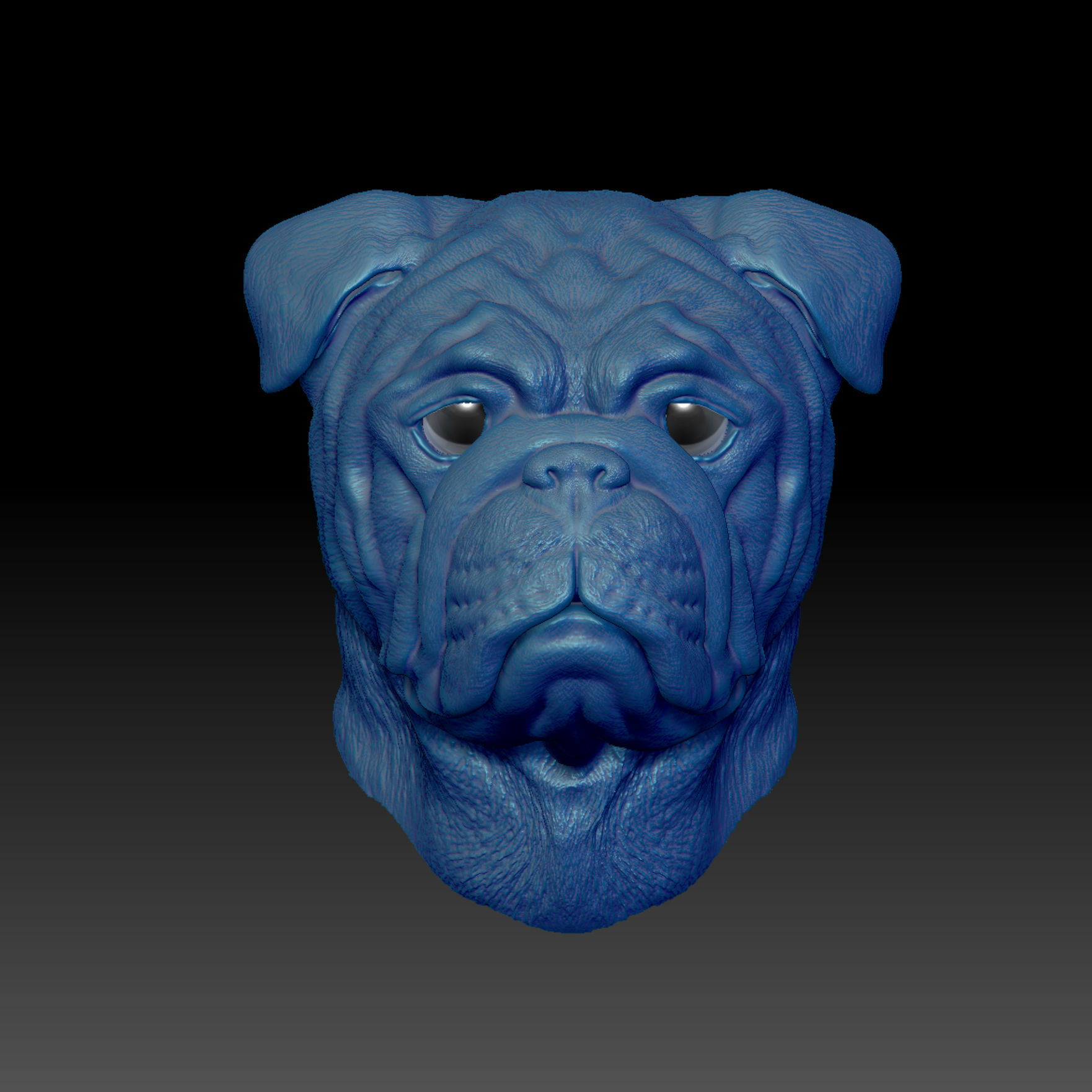 English Bulldog Head Portrait -3D Print Model High-Polygon 3D print model_9