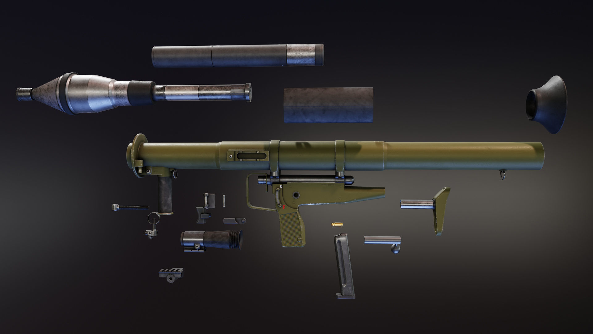 Panzerfaust 44 mm Low-poly 3D model_3