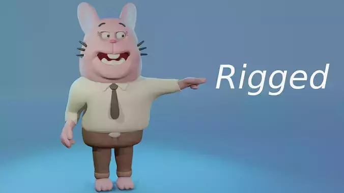 Richard Watterson Rigged 3D Model - The Amazing World of Gumball