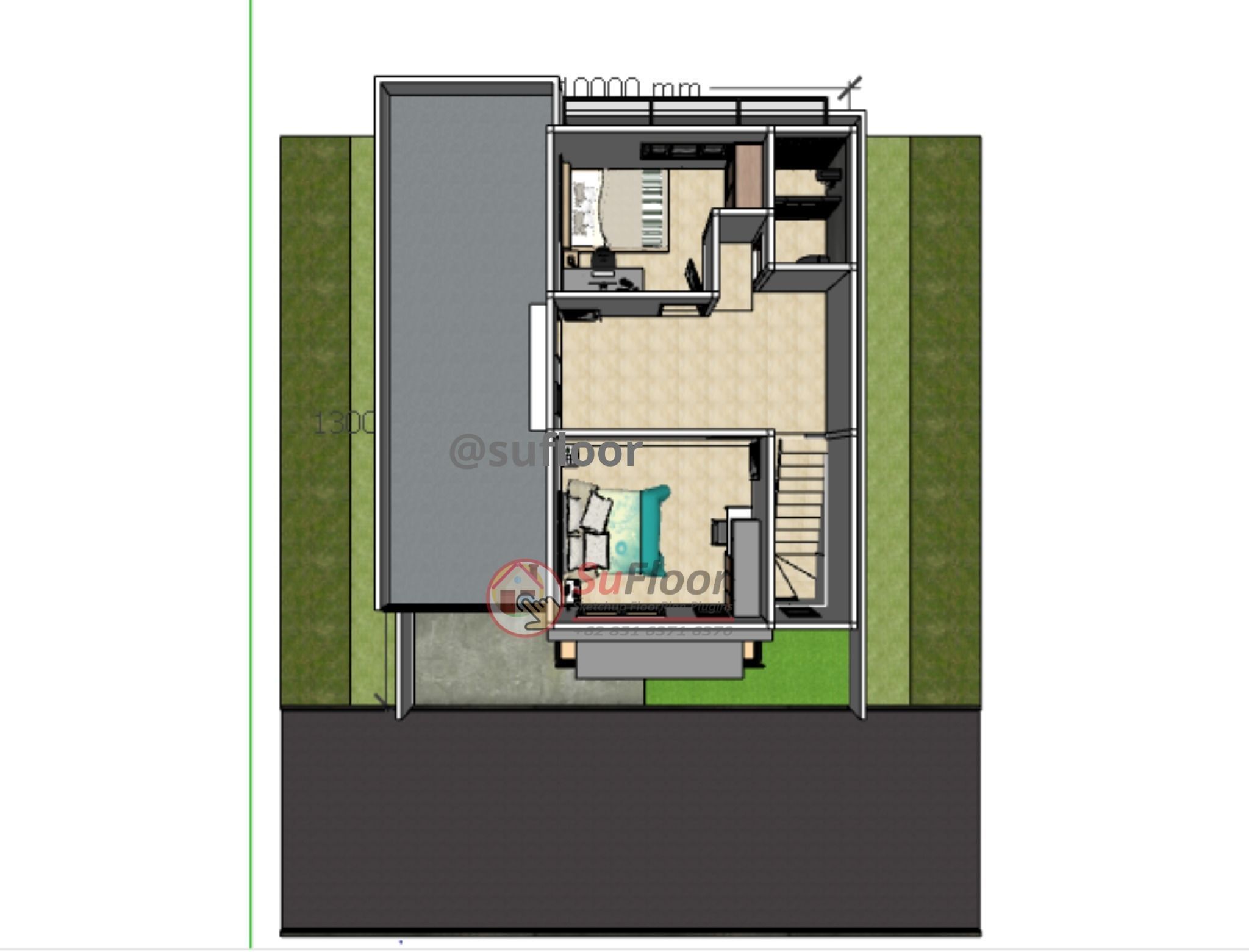 House 10x13m code 416- Sketchup 3D model_5