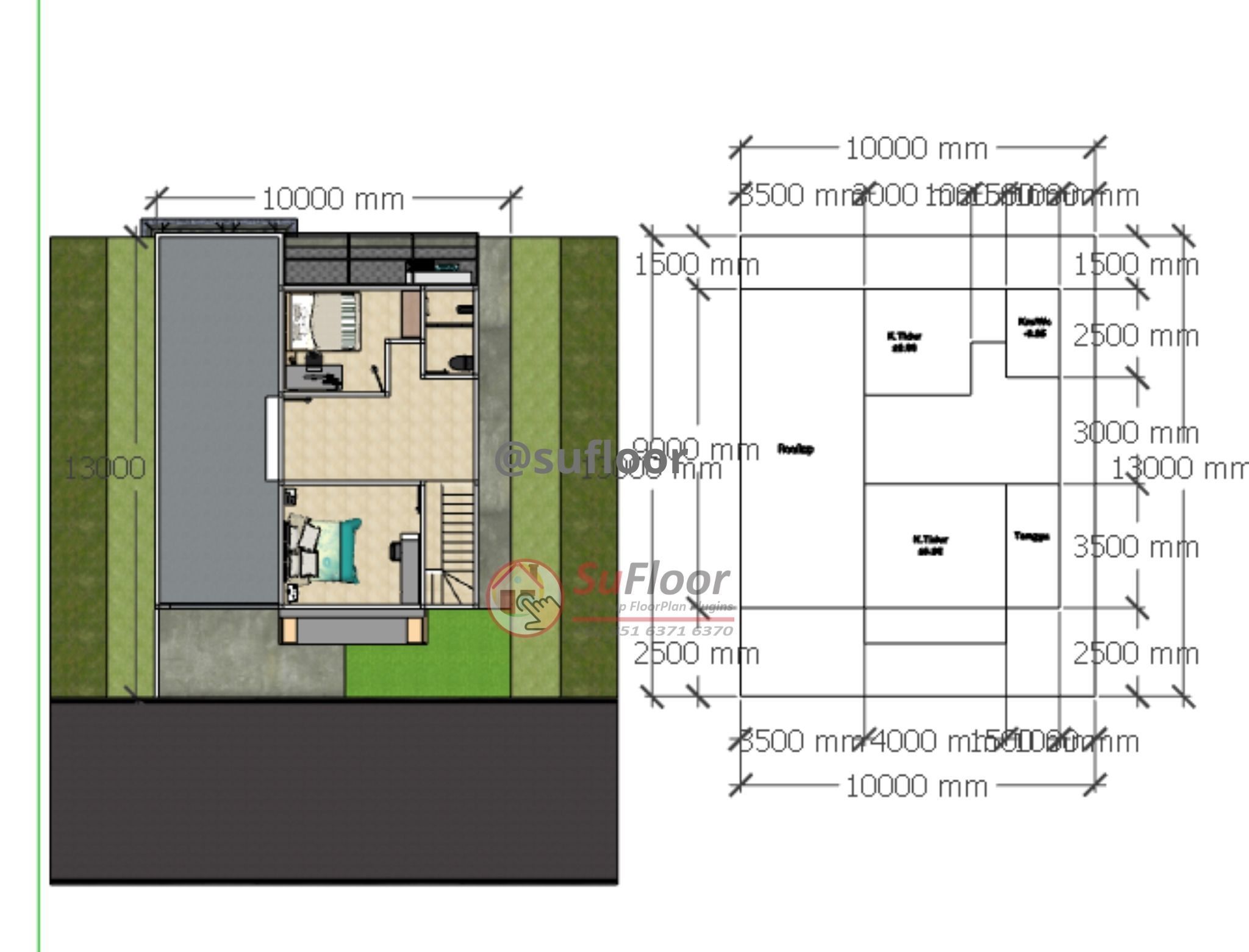 House 10x13m code 416- Sketchup 3D model_6