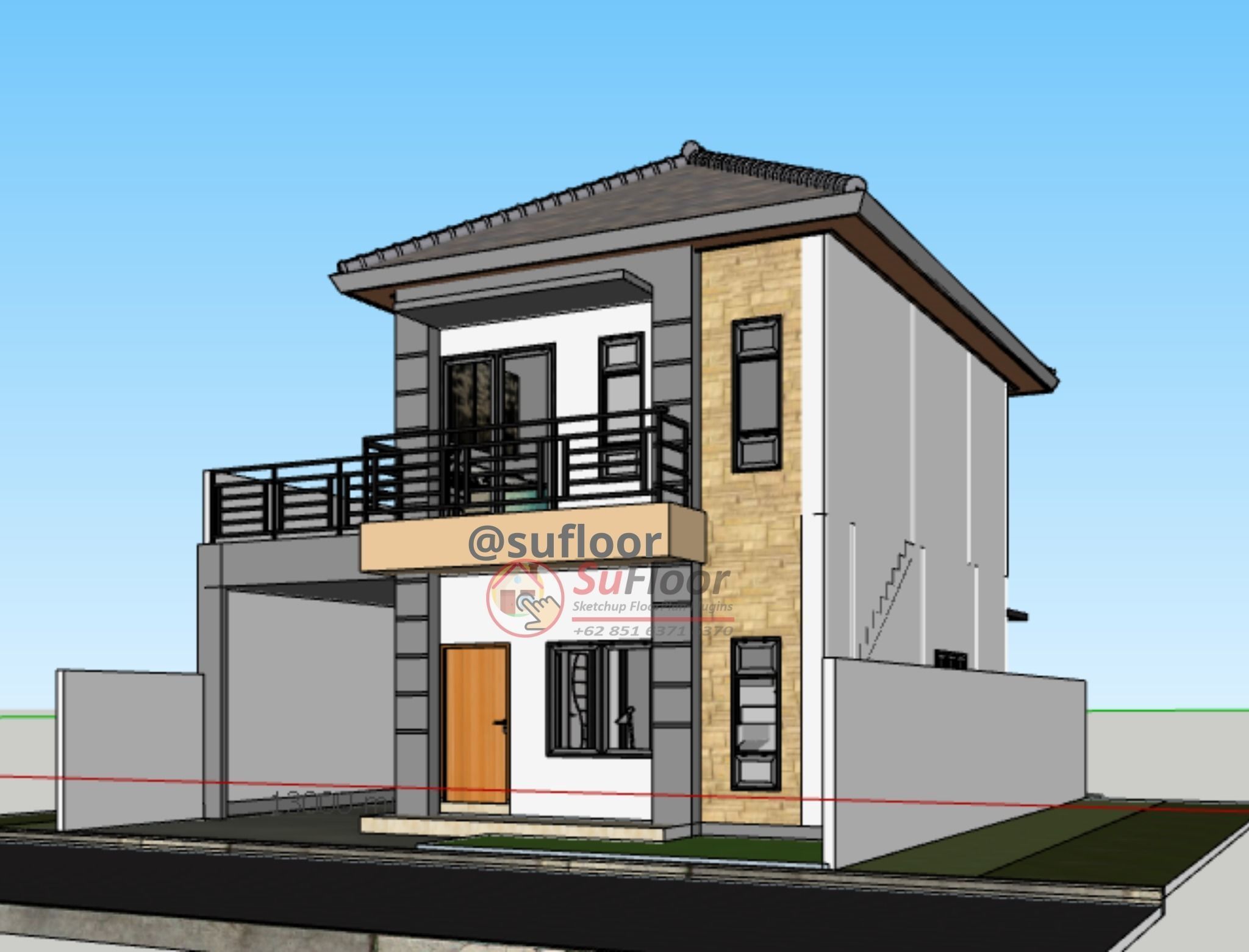House 10x13m code 416- Sketchup 3D model_2