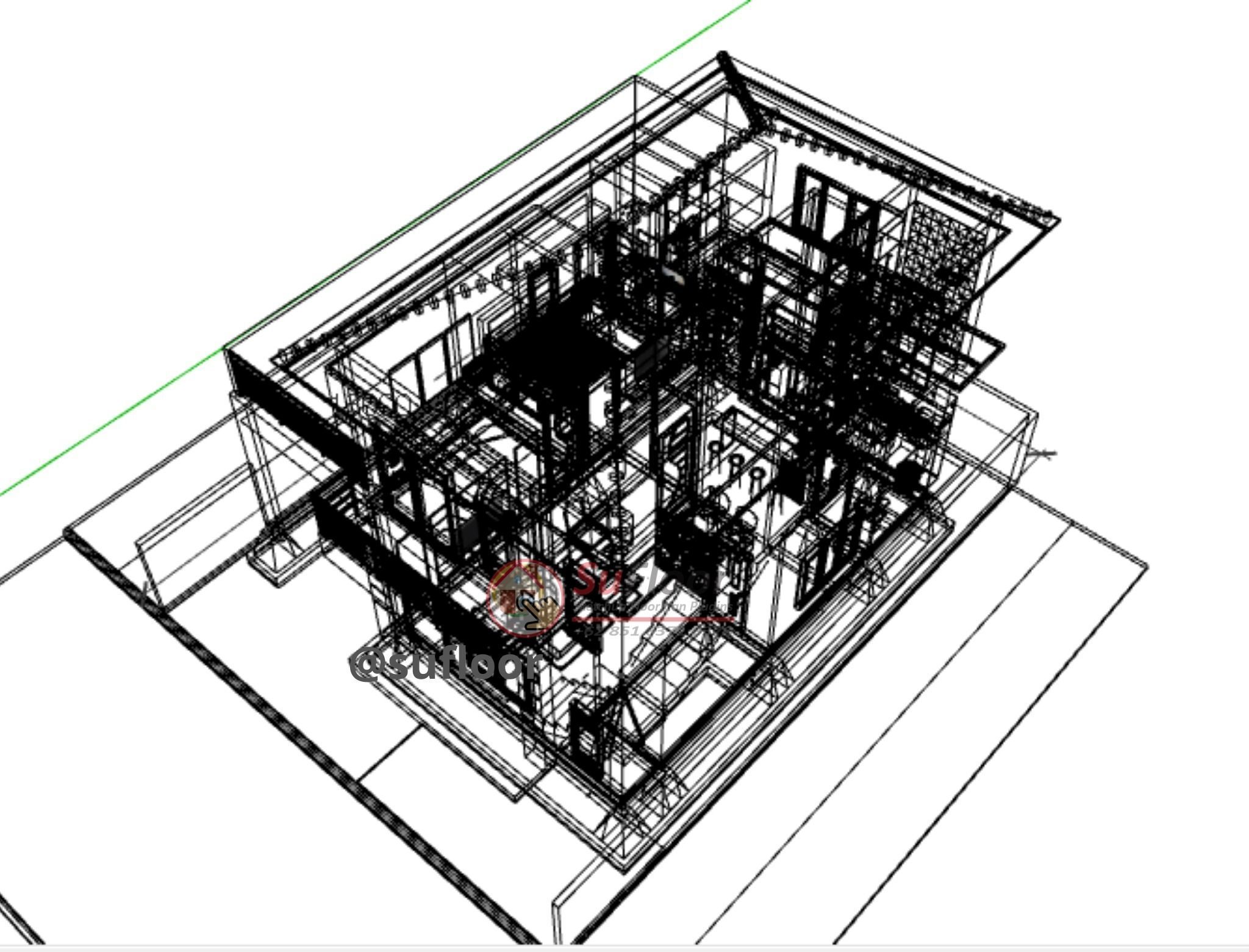 House 10x13m code 416- Sketchup 3D model_11