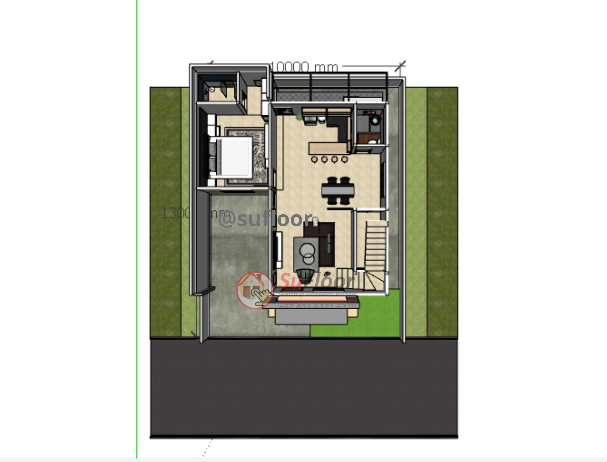 House 10x13m code 416- Sketchup 3D model_4