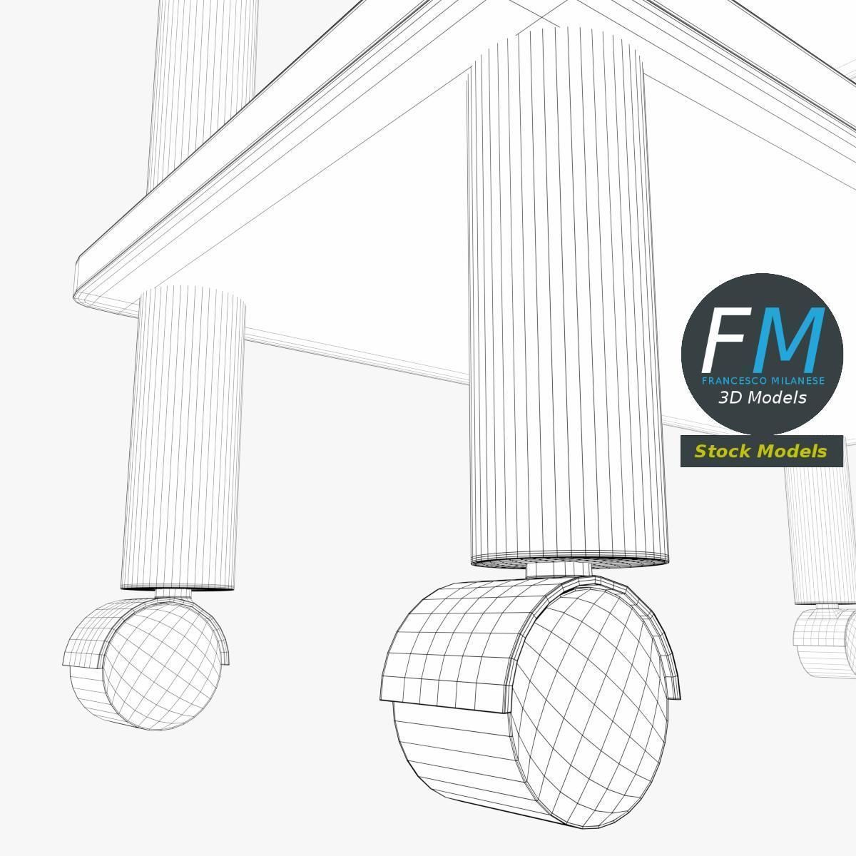 Wooden utility cart 3D model_8