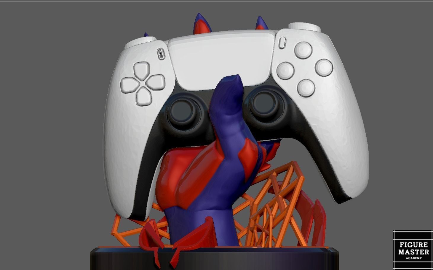 SPIDERMAN INTO THE SPIDER VERSE 2099 MIGUEL PS CONTROLLER HOLDER 3D print model_3
