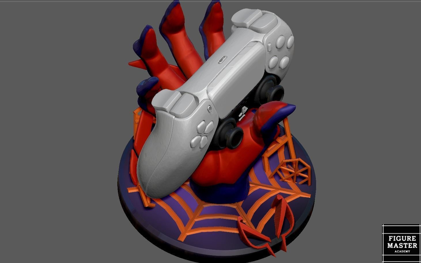 SPIDERMAN INTO THE SPIDER VERSE 2099 MIGUEL PS CONTROLLER HOLDER 3D print model_7