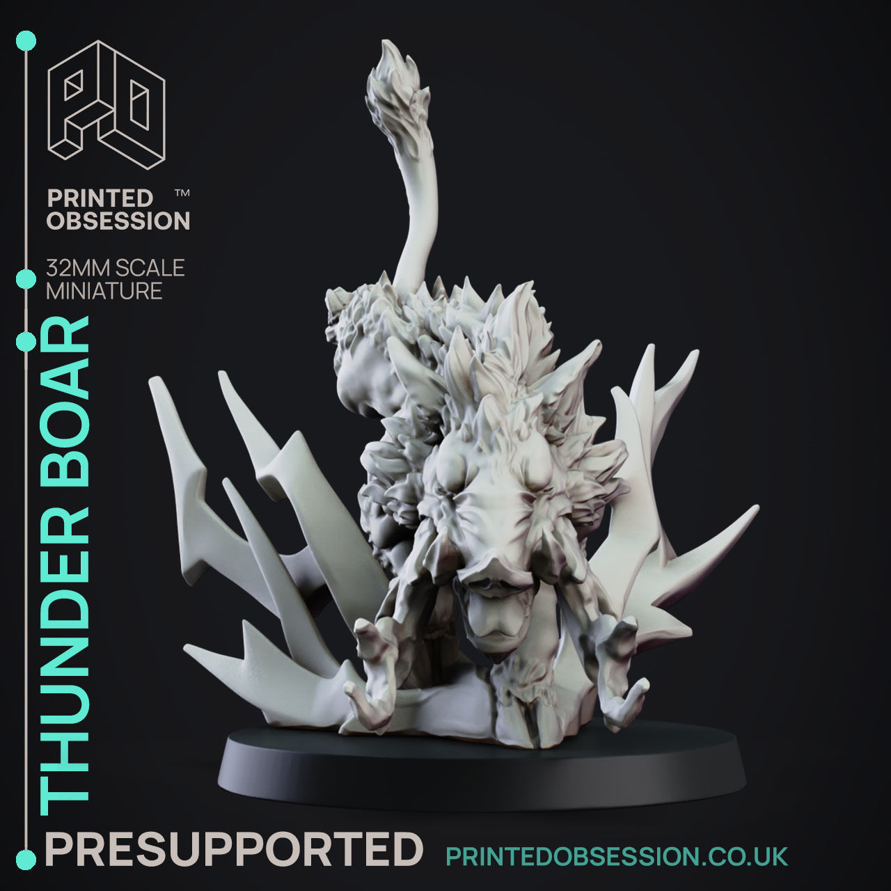 Thunder Boar - 3D Printable TTRPG - PRESUPPORTED - 32mm Scale 3D print model_2