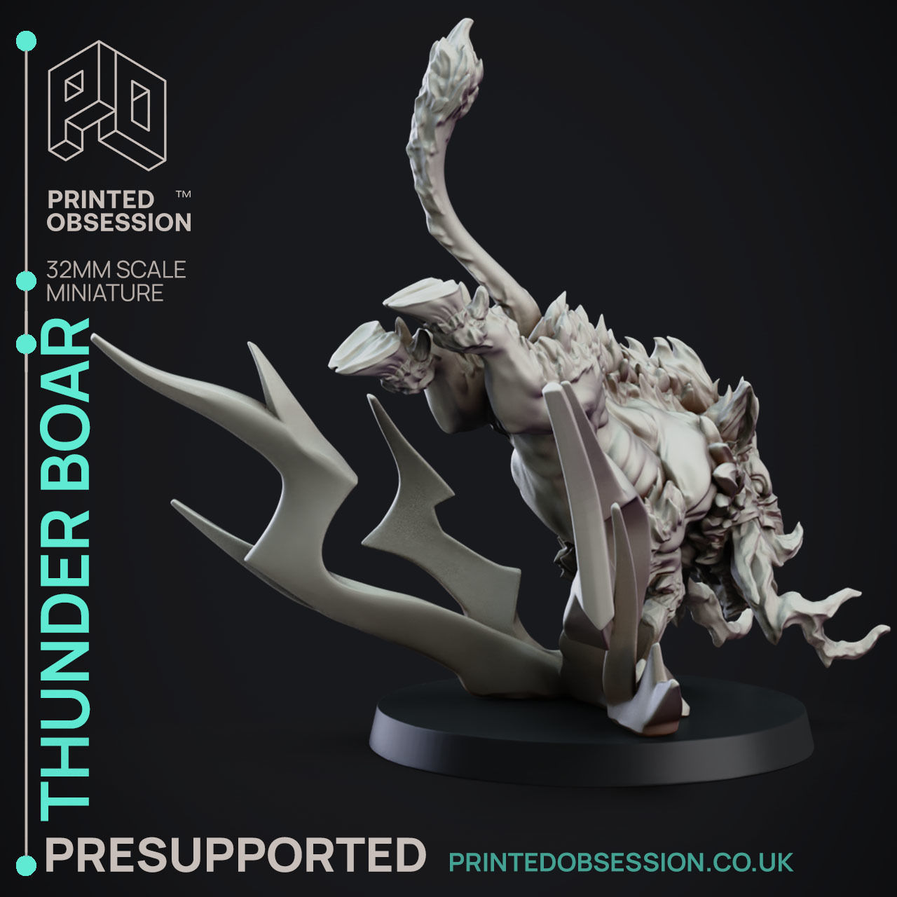 Thunder Boar - 3D Printable TTRPG - PRESUPPORTED - 32mm Scale 3D print model_9
