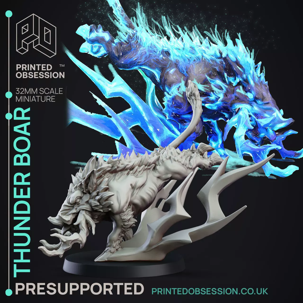 Thunder Boar - 3D Printable TTRPG - PRESUPPORTED - 32mm Scale 3D print model_0