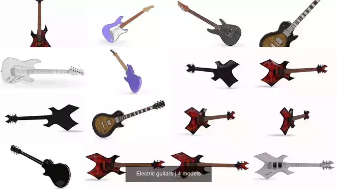 Electric guitars 3D Model Collection