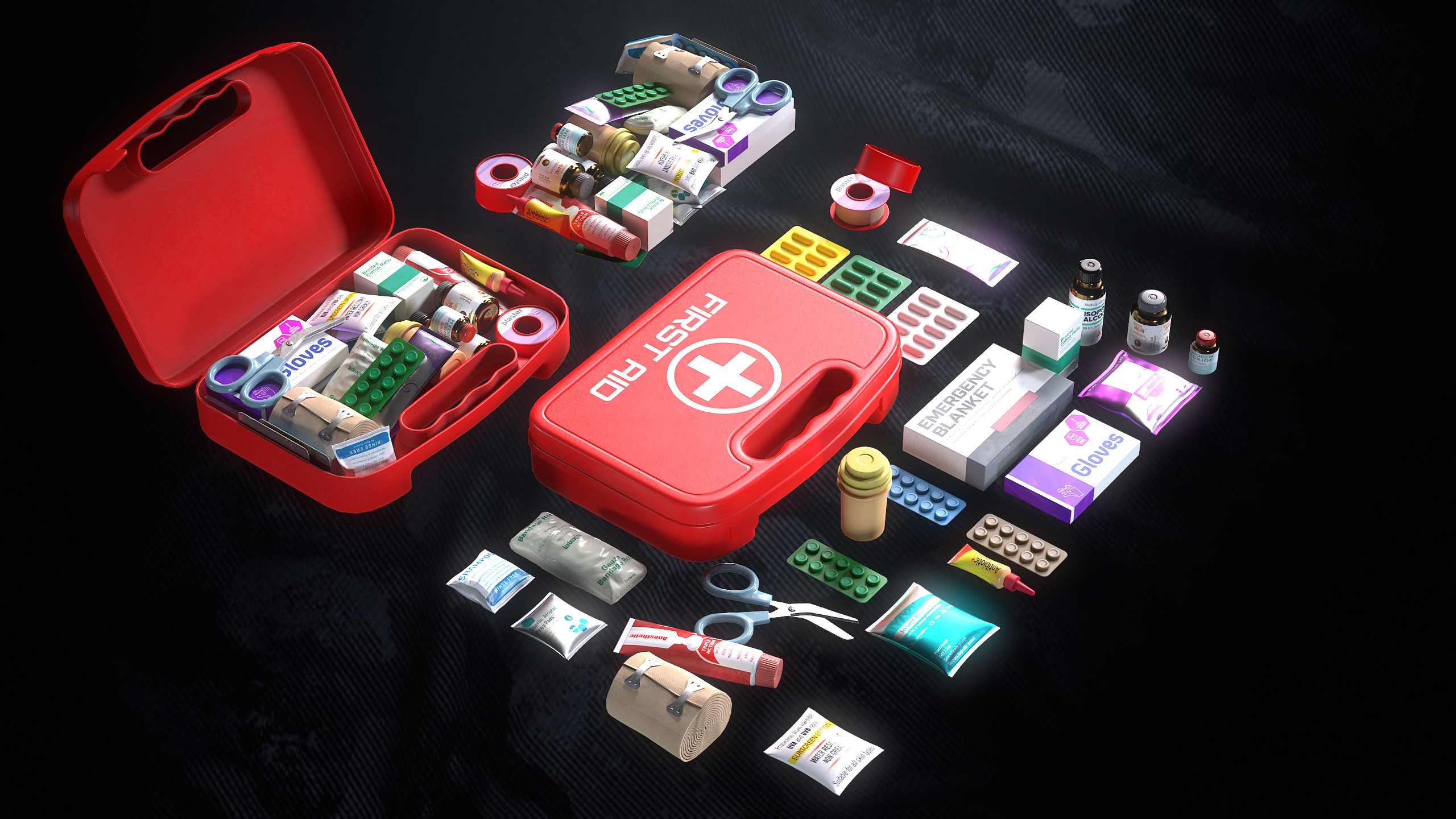 First Aid Kit Low-poly 3D model_12