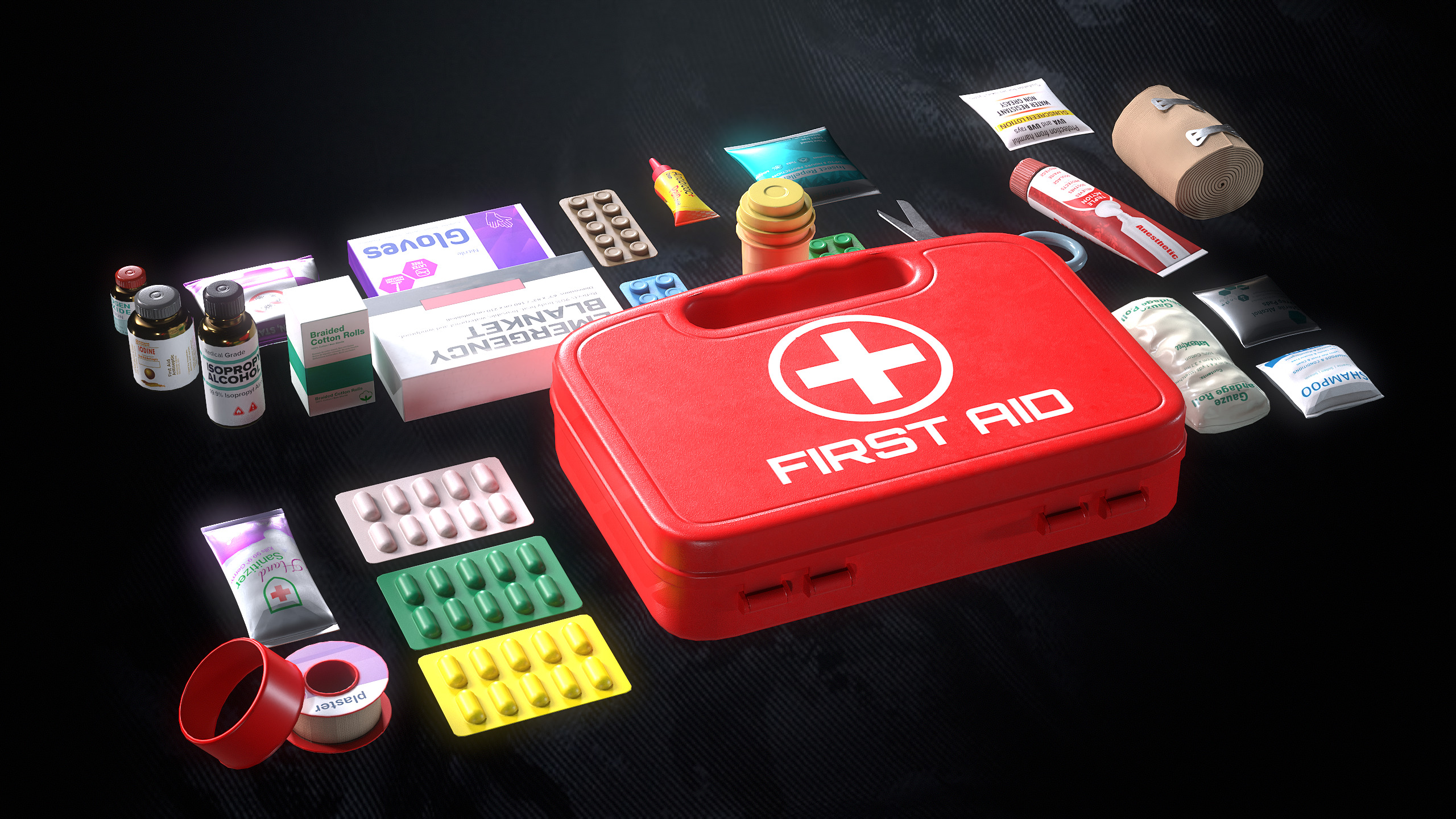 First Aid Kit Low-poly 3D model_10