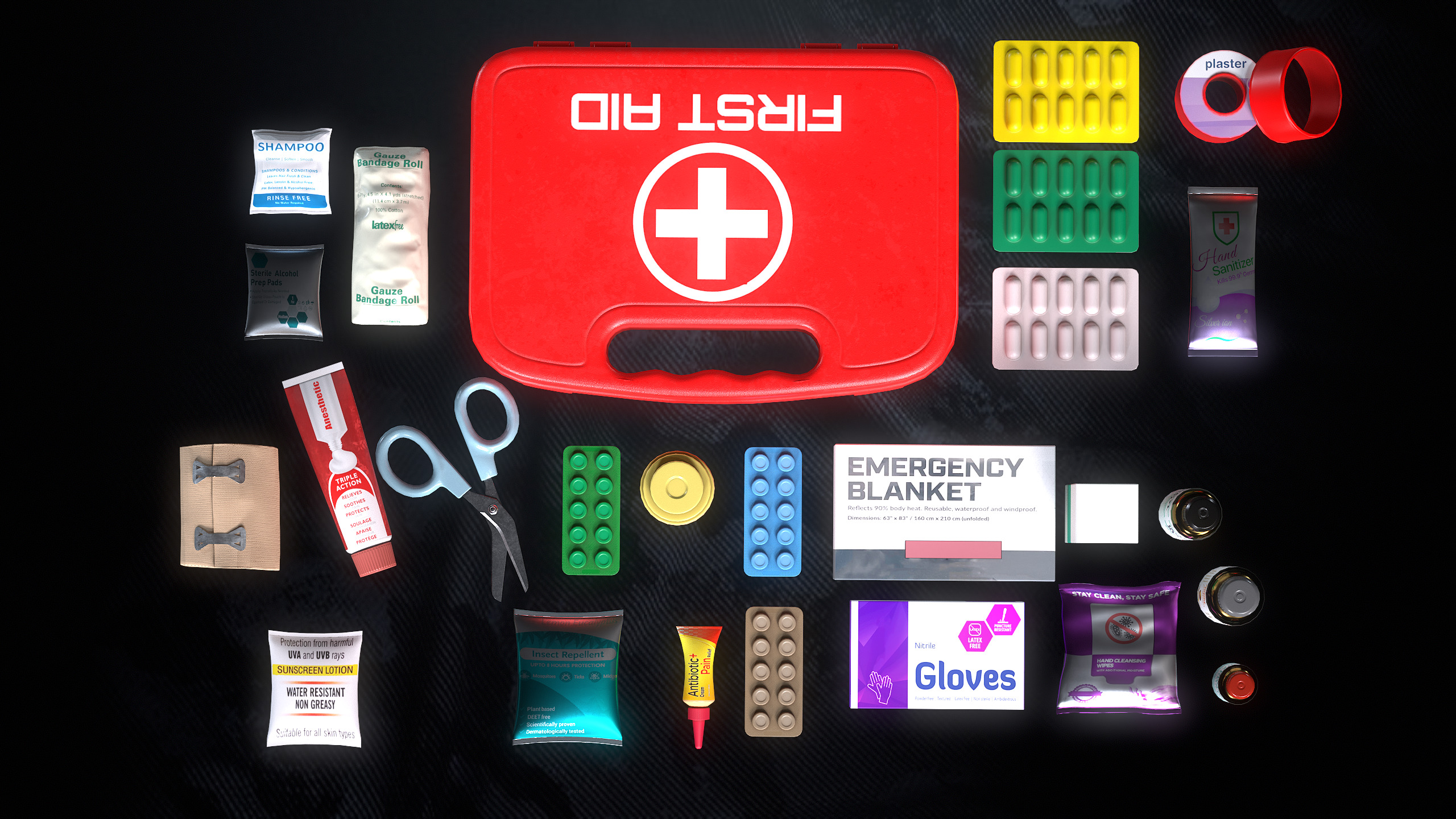 First Aid Kit Low-poly 3D model_8