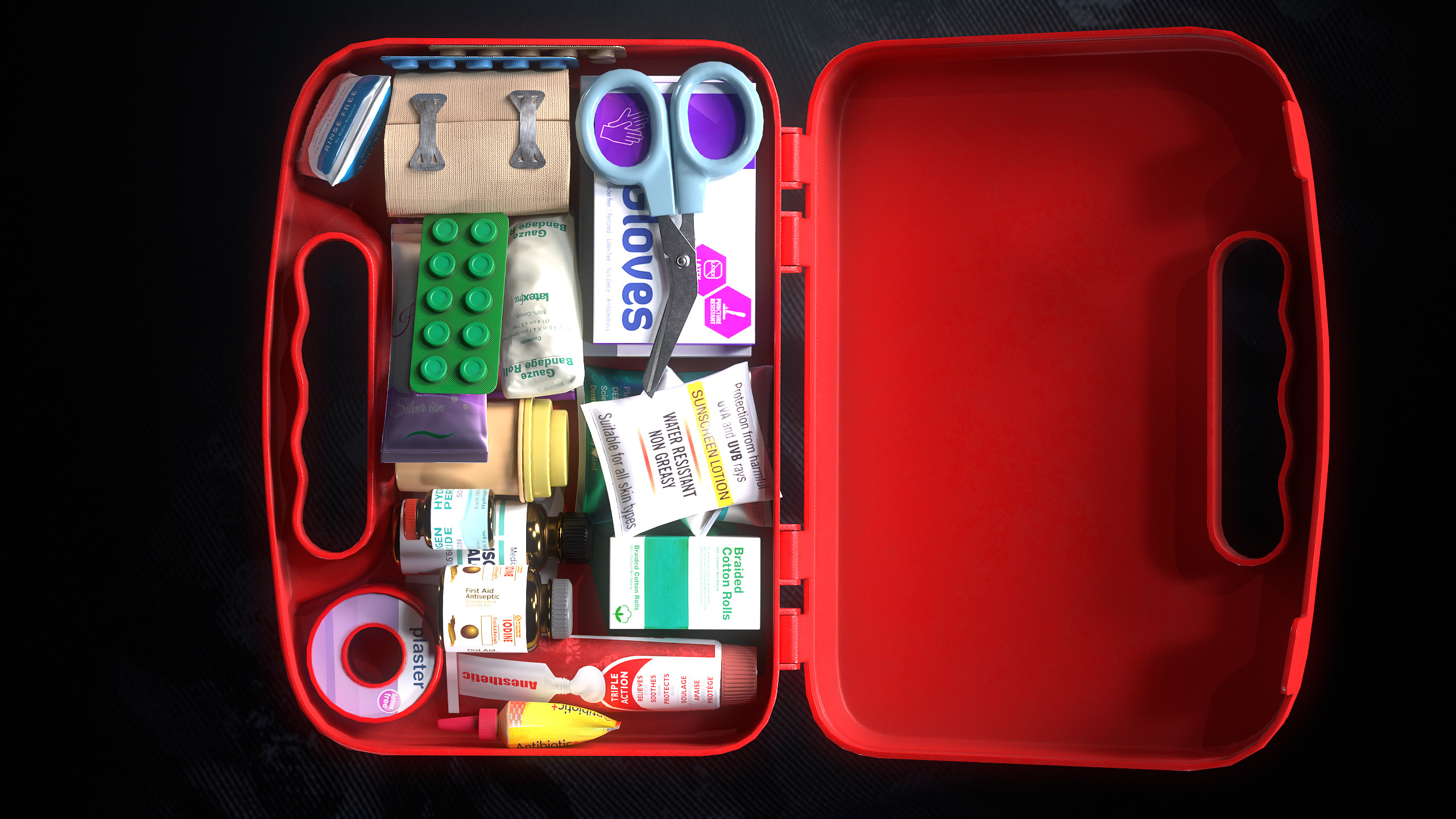 First Aid Kit Low-poly 3D model_7