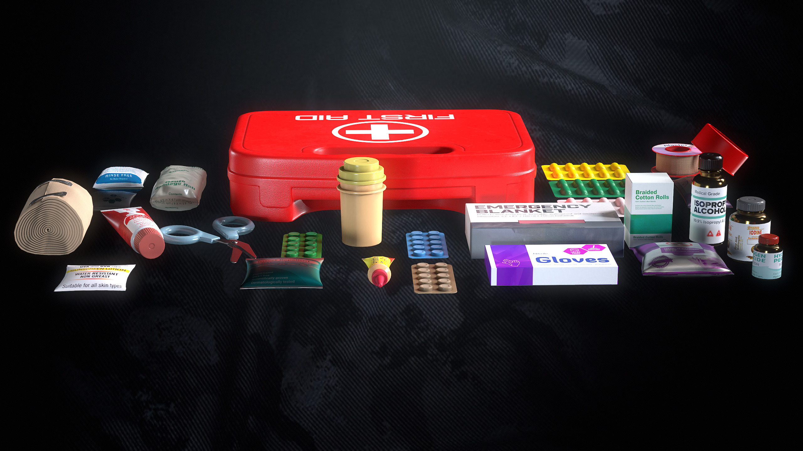 First Aid Kit Low-poly 3D model_11