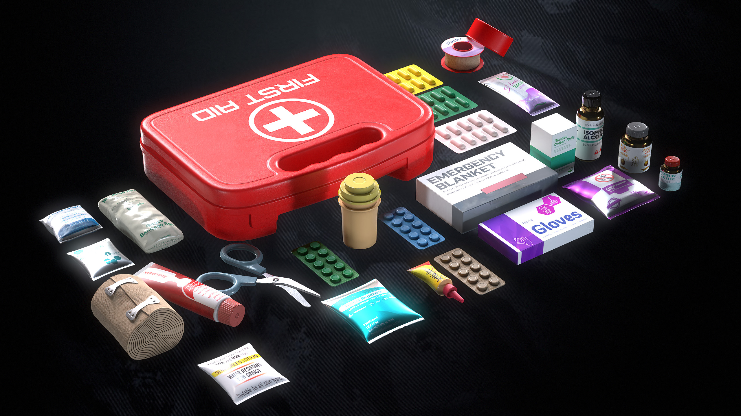First Aid Kit Low-poly 3D model_9