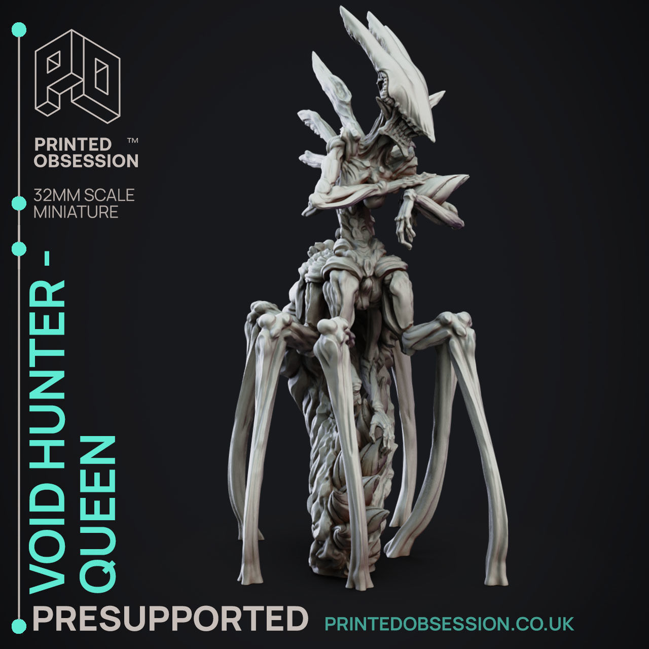 Queen Void Hunter - 3D Printable TTRPG - PRESUPPORTED - 32mm 3D print model_1