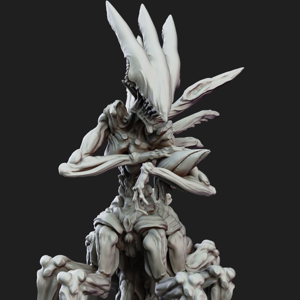 Queen Void Hunter - 3D Printable TTRPG - PRESUPPORTED - 32mm 3D print model_7