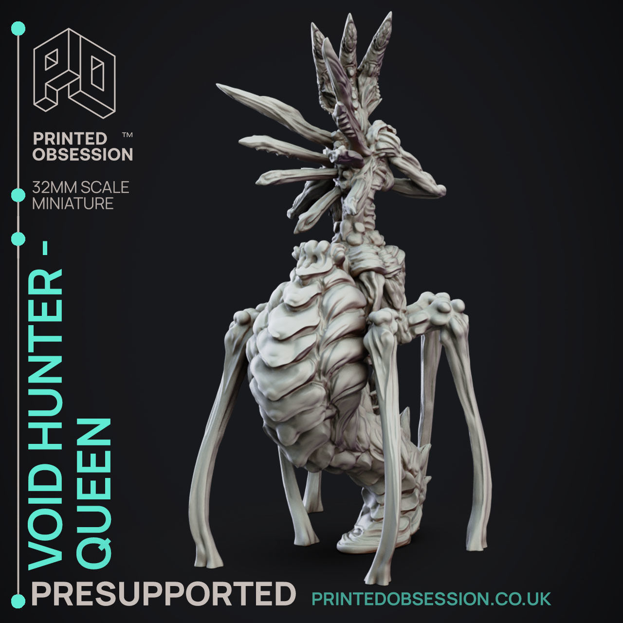Queen Void Hunter - 3D Printable TTRPG - PRESUPPORTED - 32mm 3D print model_4