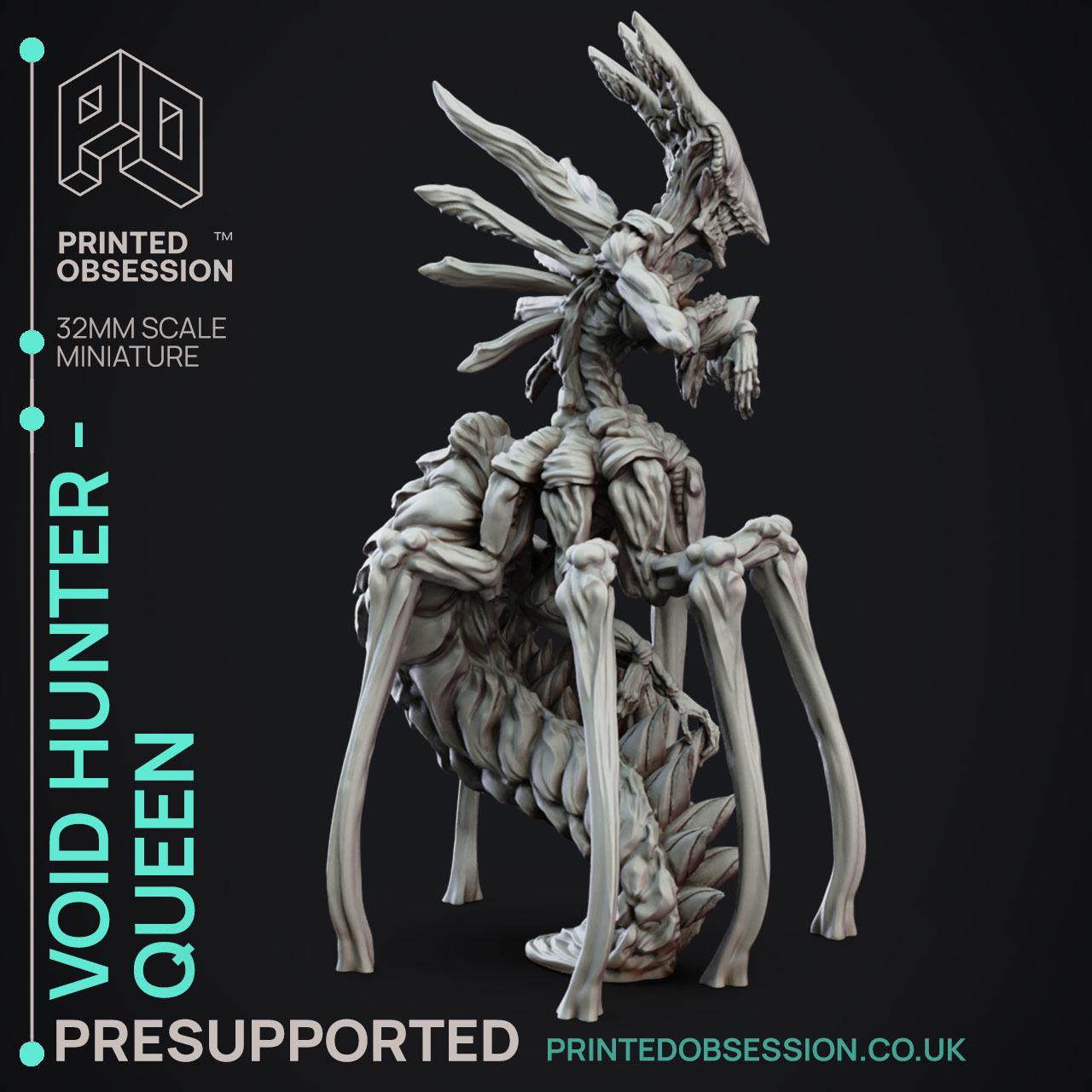 Queen Void Hunter - 3D Printable TTRPG - PRESUPPORTED - 32mm 3D print model_5