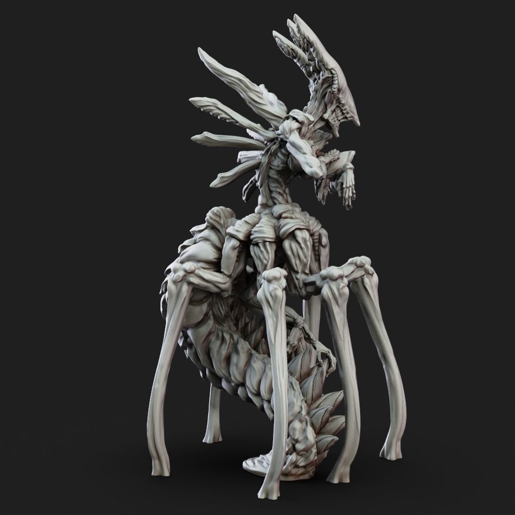 Queen Void Hunter - 3D Printable TTRPG - PRESUPPORTED - 32mm 3D print model_10