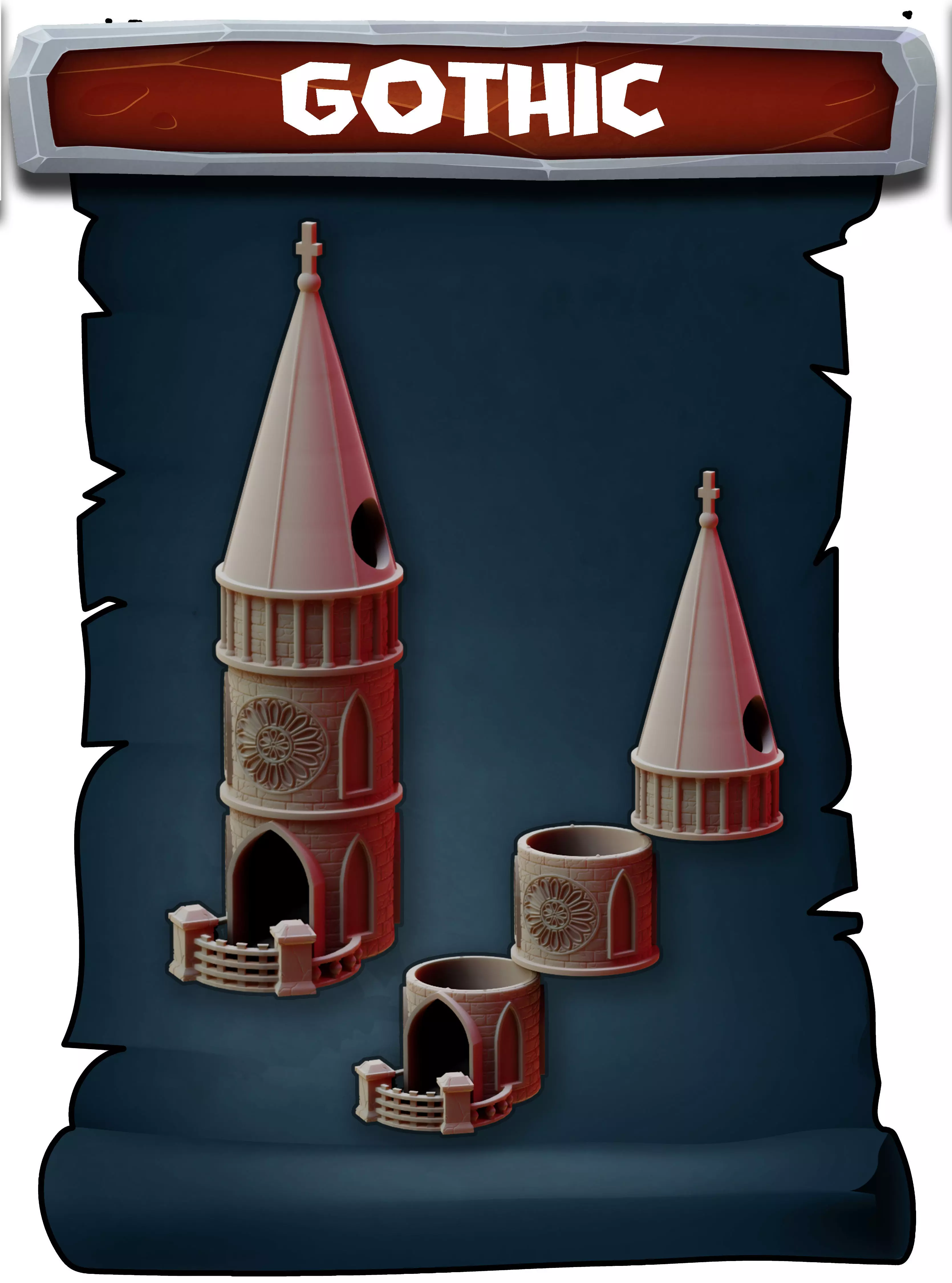 Gothic tower 3D print model_0
