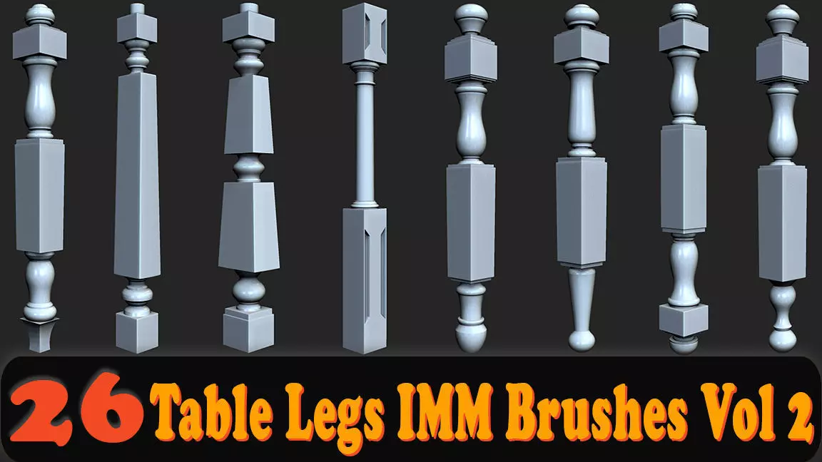 26 Table Legs IMM Brushes Vol 2 Low-poly 3D model_0