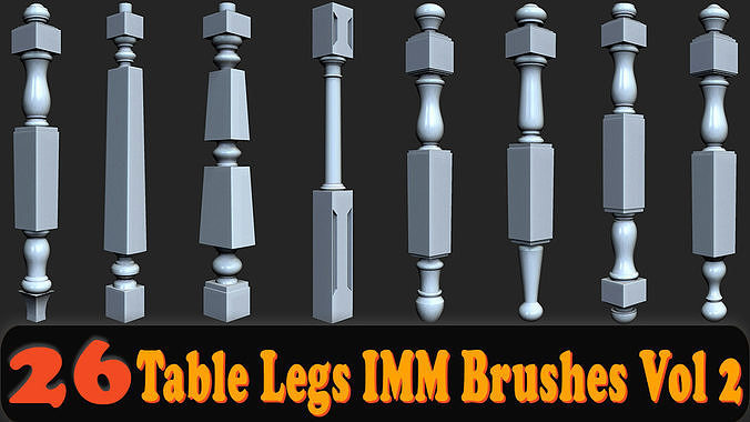 26 Table Legs IMM Brushes Vol 2   Low-poly 3D model