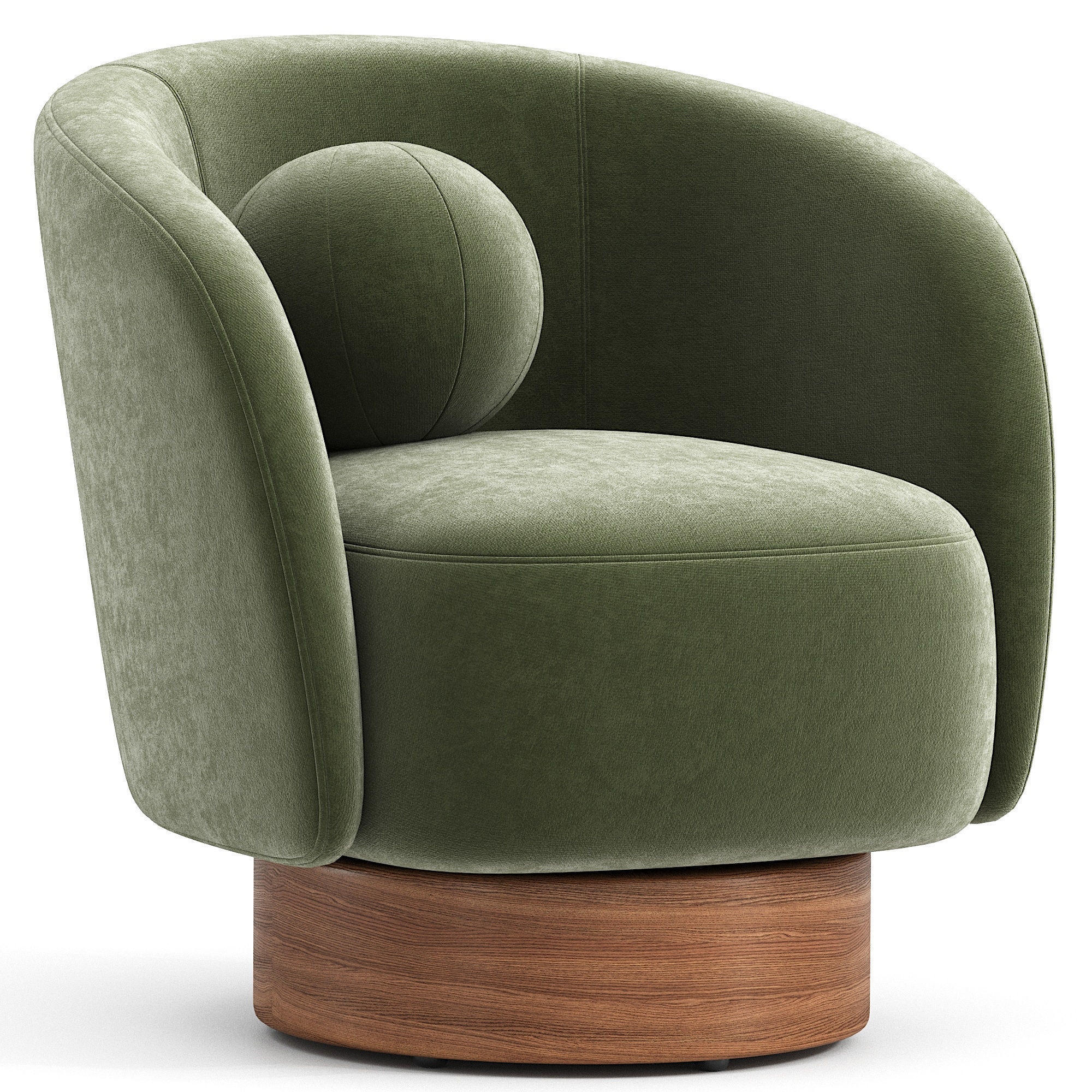 Chaise pivotante moderne en boucle ivoire avec base en bois 3D model_5