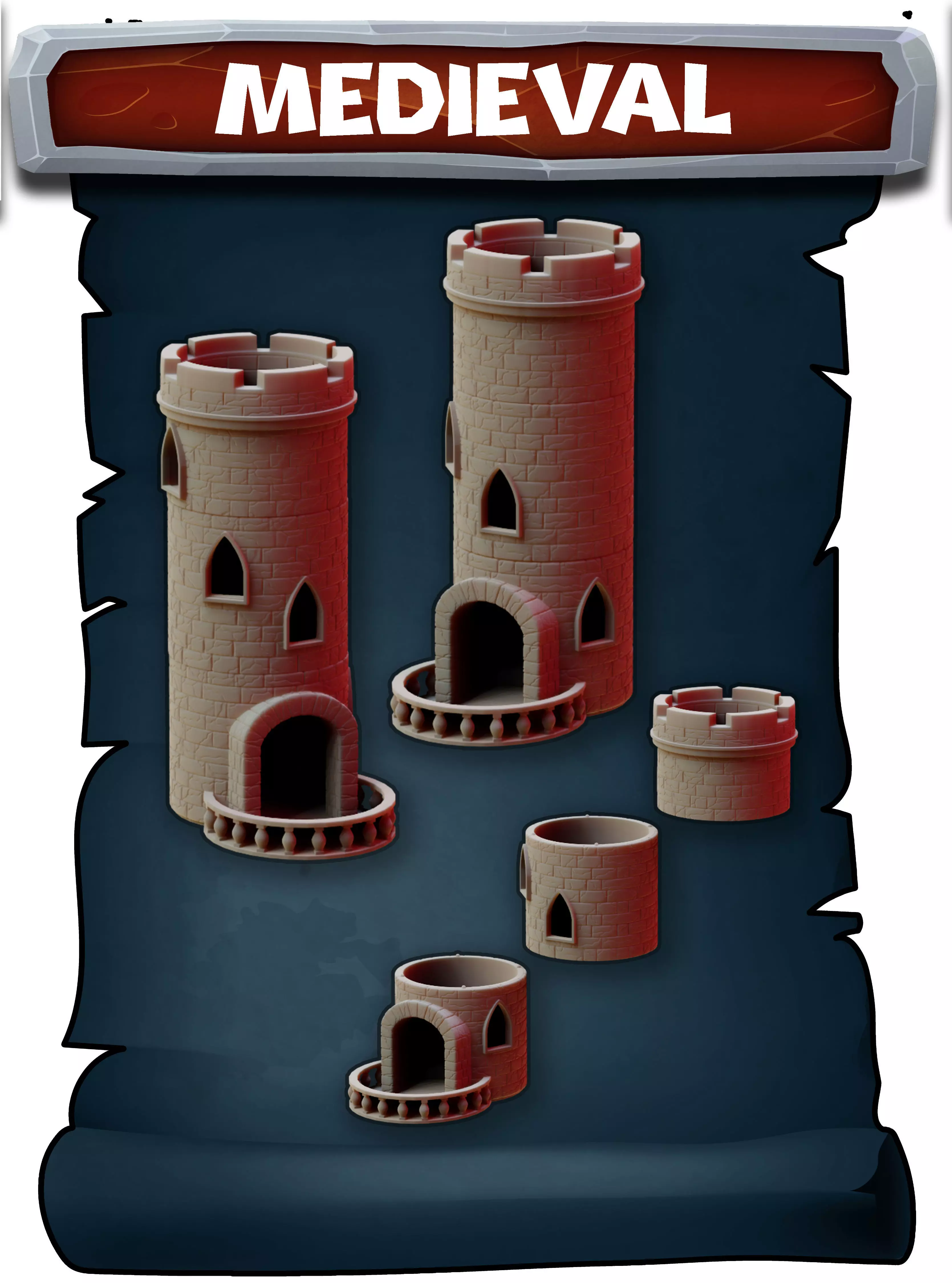 Medieval tower 3D print model_0