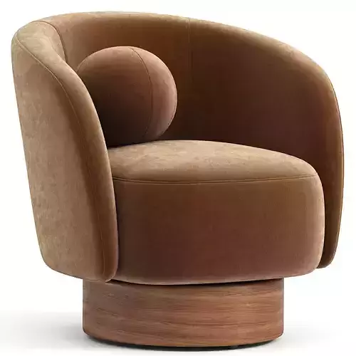 Chaise pivotante moderne en boucle ivoire avec base en bois