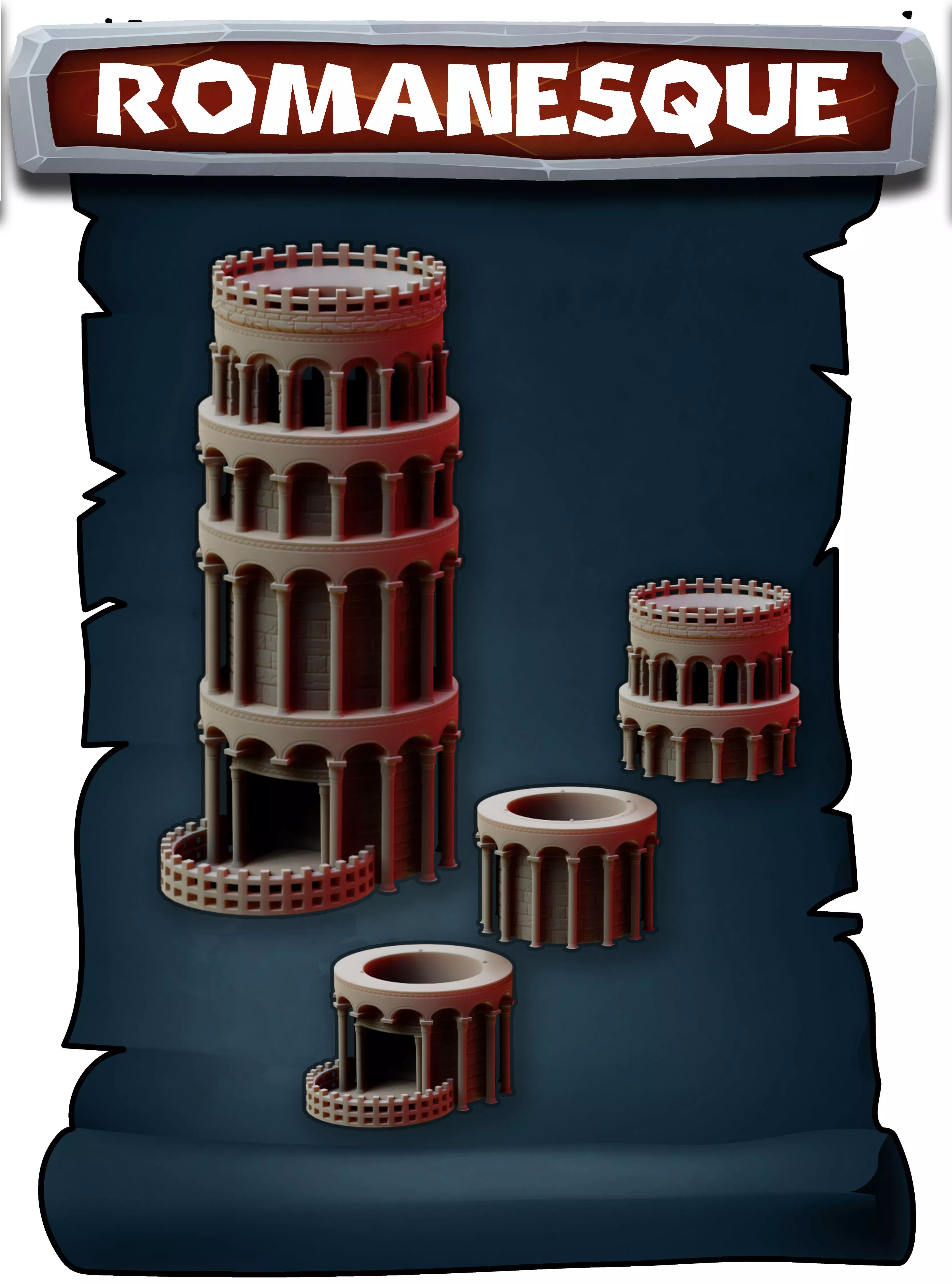 Romanesque tower 3D print model_0