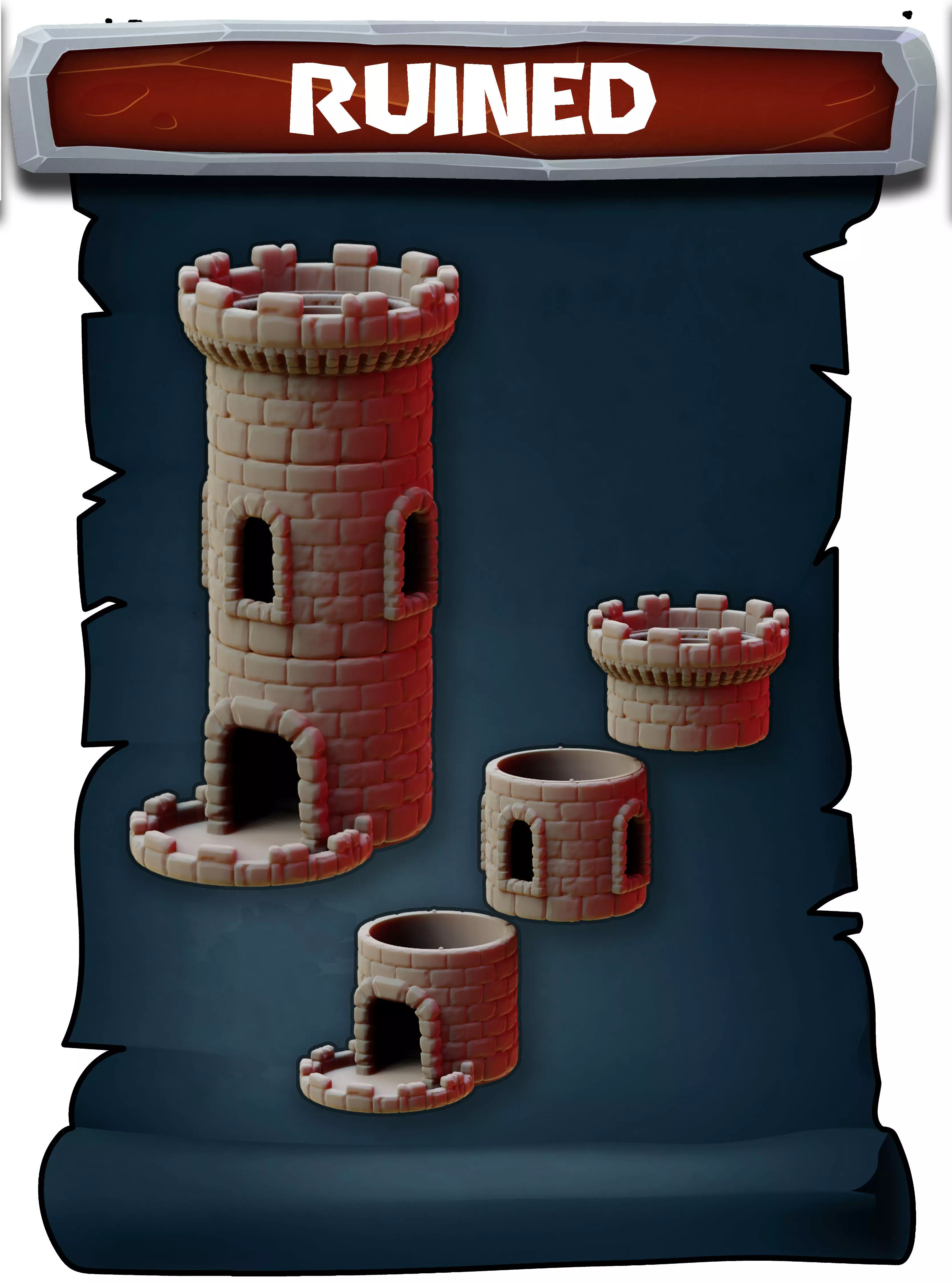 Ruined tower 3D print model_0