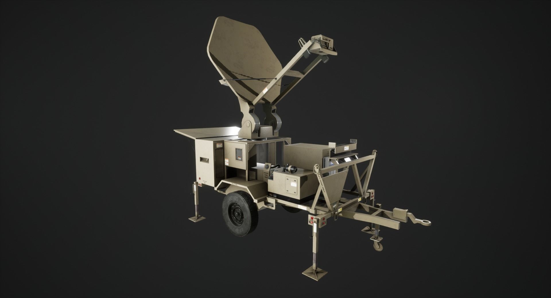 Military Satcom Transportable Terminal Low-poly 3D model_4