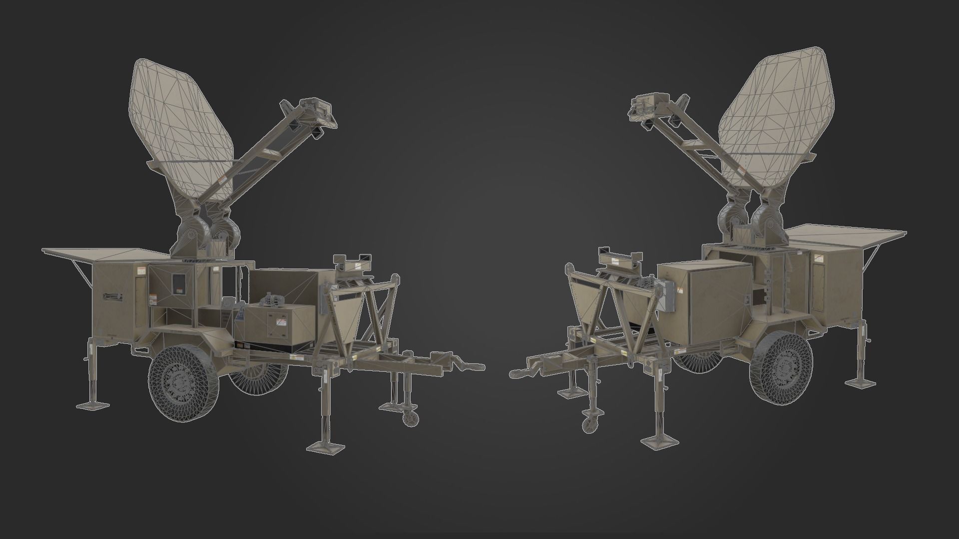 Military Satcom Transportable Terminal Low-poly 3D model_9