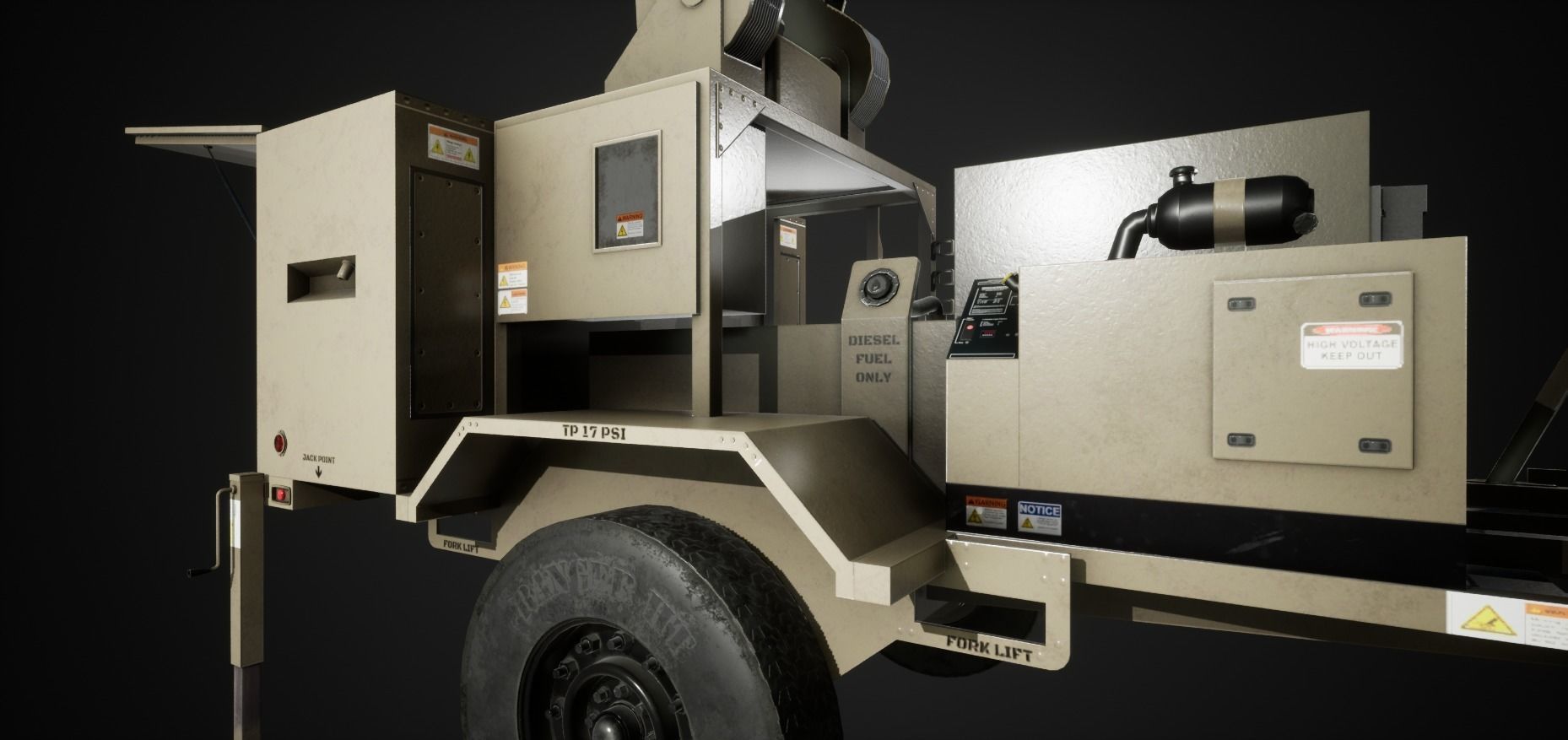 Military Satcom Transportable Terminal Low-poly 3D model_8