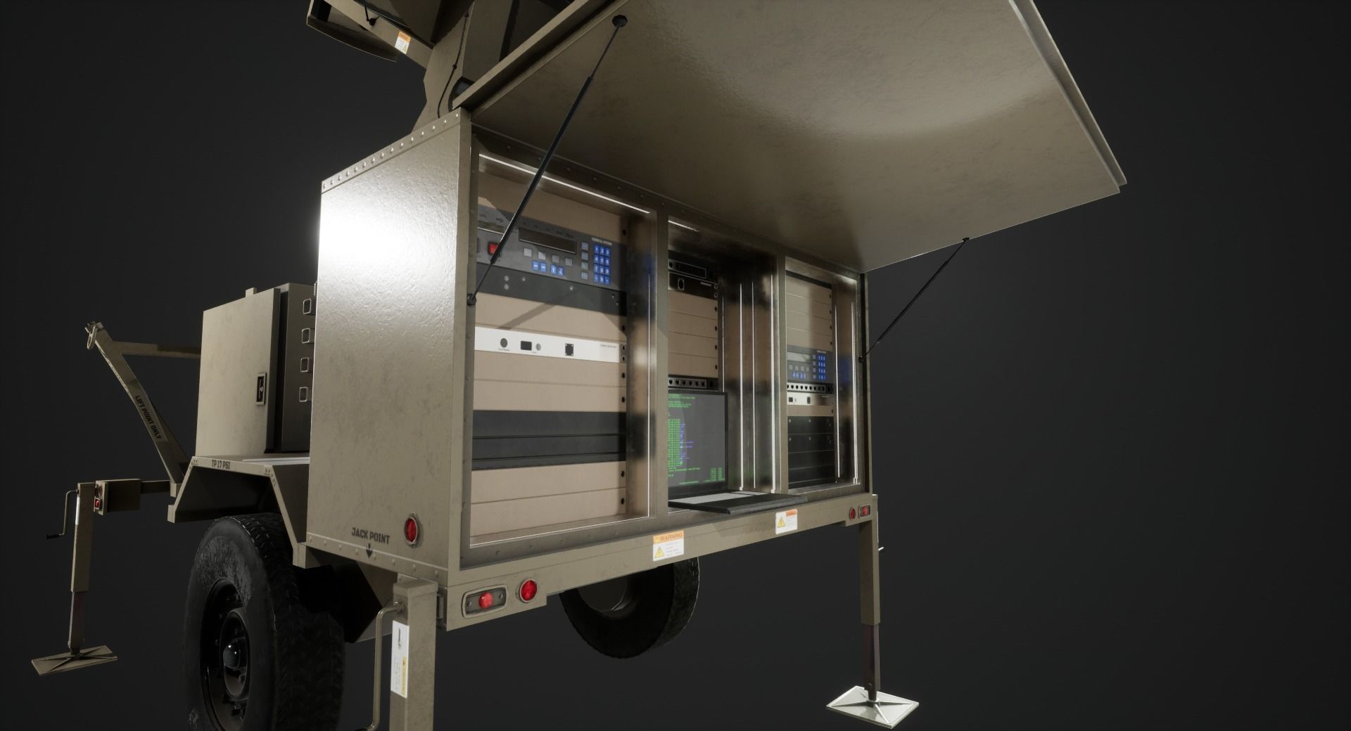 Military Satcom Transportable Terminal Low-poly 3D model_5